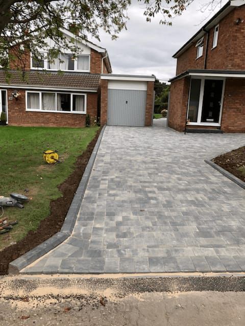 Block-paved driveway with edging