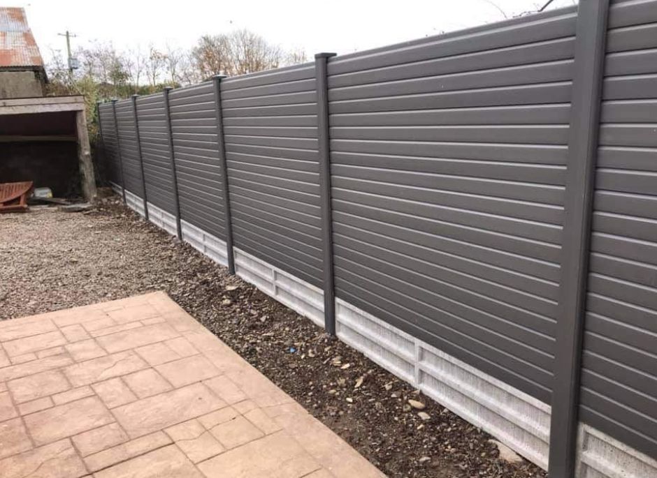 Grey composite fencing